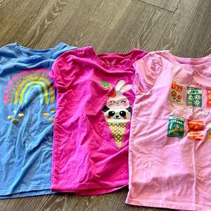 Bundle 3 Cat & Jack girls cotton tshirts rainbow panda flowers lot